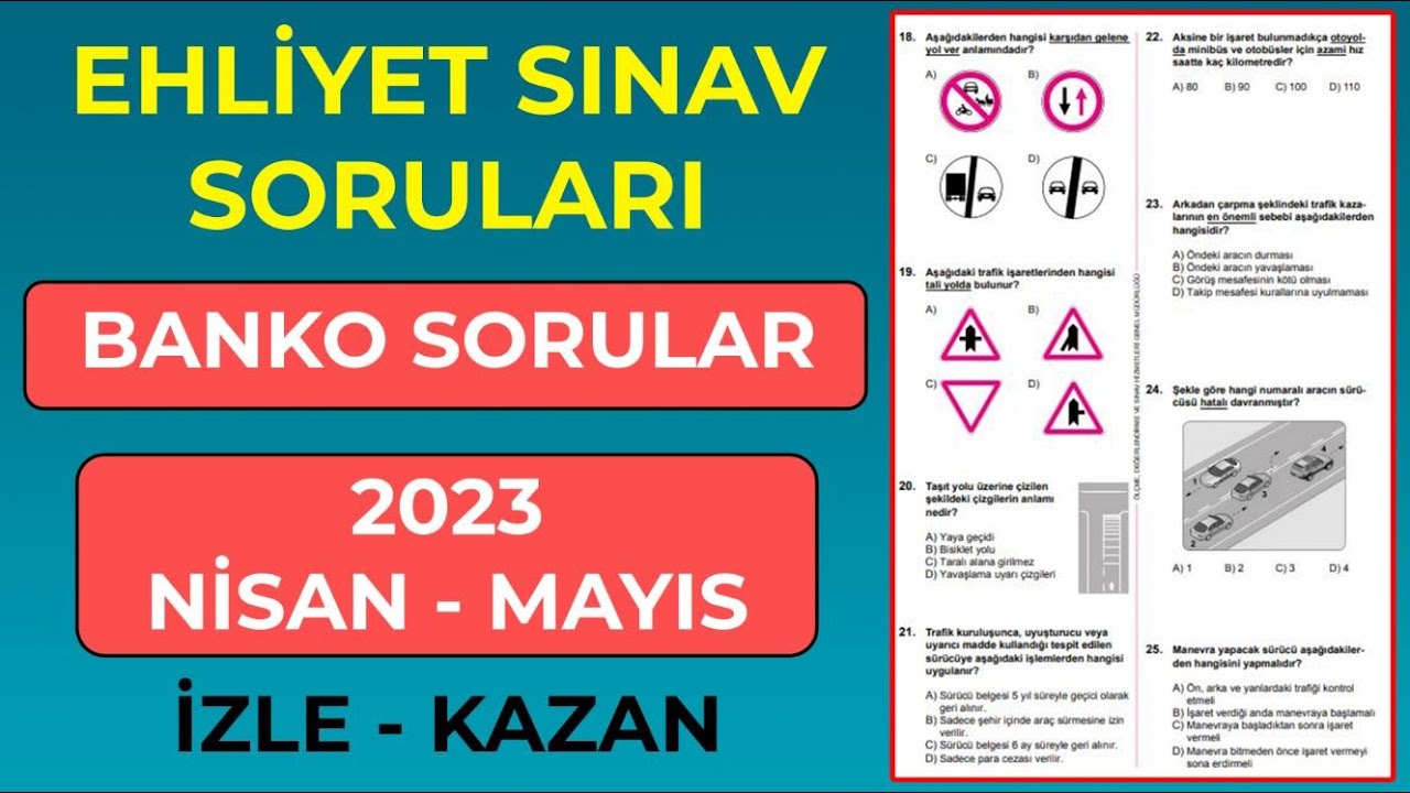 ÇÖzmeden sinava gİrmeyİn 2023 nİsan mayis ehliyet soruları 2023