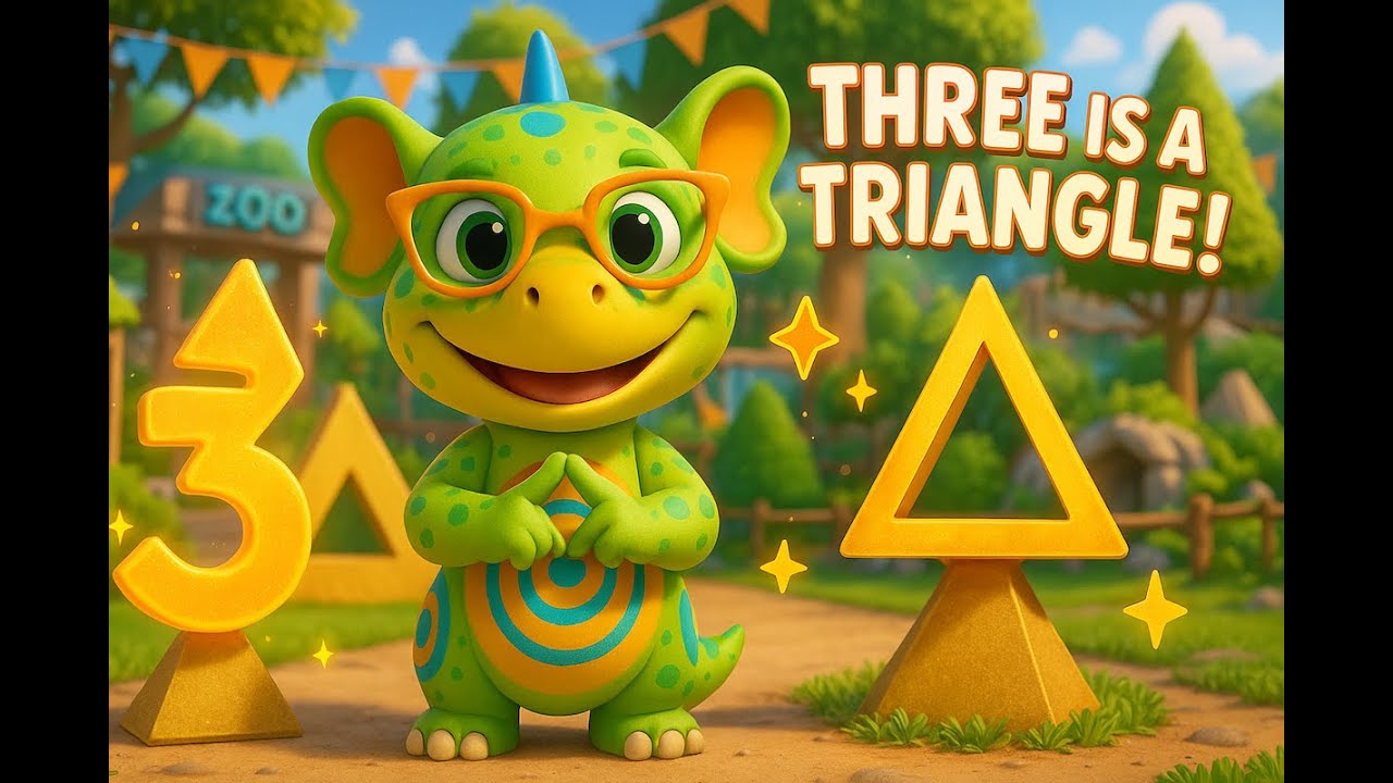 Three is a Triangle! | Fun Counting Song for Kids | Shapes & Numbers | Dinostein & Friends