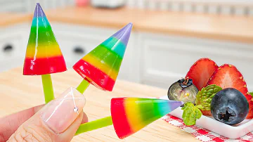 Fresh Miniature Fruit Jelly Recipe 🍓 Easy Making Rainbow Jelly in Miniature Kitchen - Mini Yummy