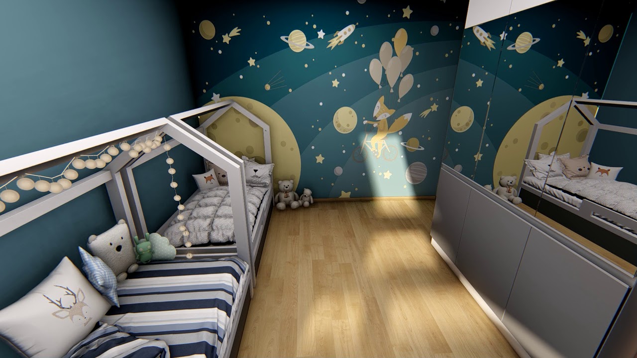 3D video prohlídka dětského pokoje// Rendering video quad HD - Virtual ...