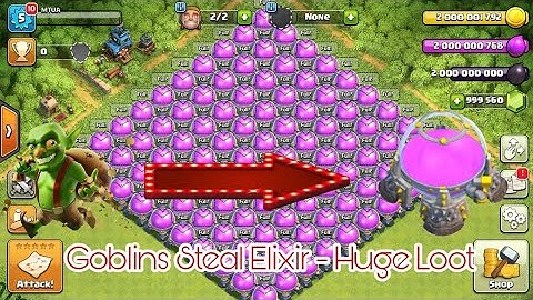 100 Goblins Steal 100 Elixir Storages - Huge Loot In Clash of Clans