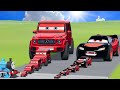 Big &amp; Small Red Vizor VS McQueen Evil VS Train | BeamNG.Drive