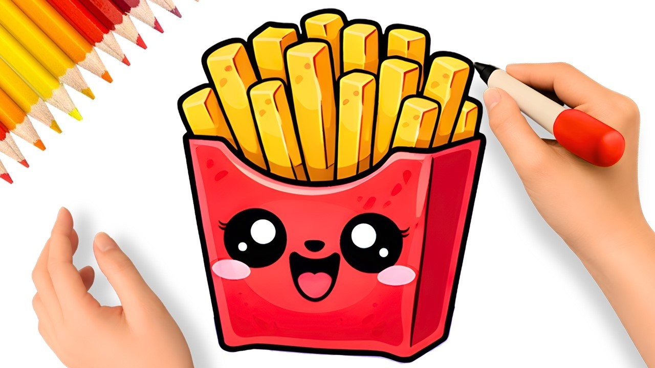 HOW TO DRAW A CUTE FRENCH FRIES EASY 🍟✨