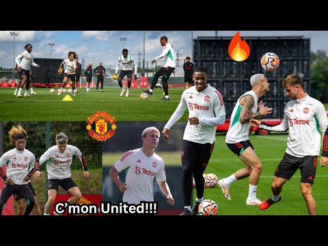 {video} Man United training today 🔥, ready for Spurs!! Martial, Hojlund, Maguire, Mount, Bruno.