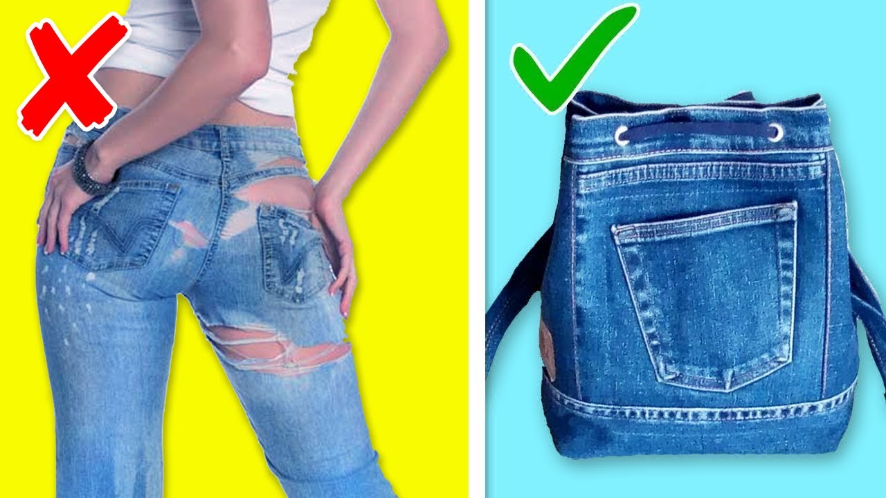 5 FANCY DIY JEANS RECYCLE IDEAS // Cute Pouch & Bag & Backpack New Life