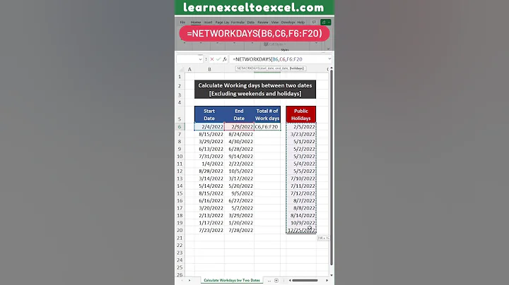 Calculate Working Days between two Dates in Excel: Find Workdays Excluding Holidays & Weekends - DayDayNews