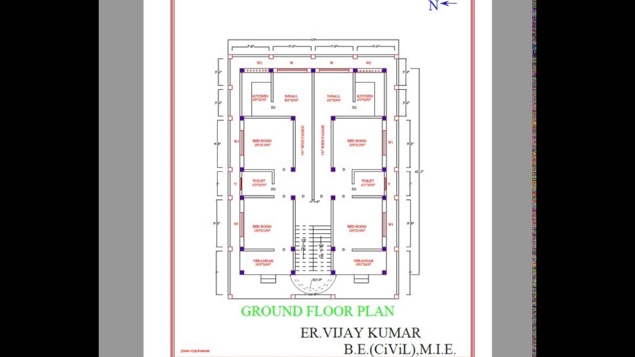 Two 2 BHK  FLAT East  facing  Home plan  35 X 50 YouTube