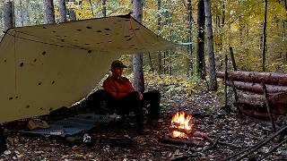 Solo Tarp Camping in HEAVY Rain