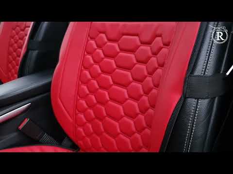 Преміум накидки на передні сидіння RINNEKO Червона Екошкіра Дизайн Соти 2 шт, видео 1