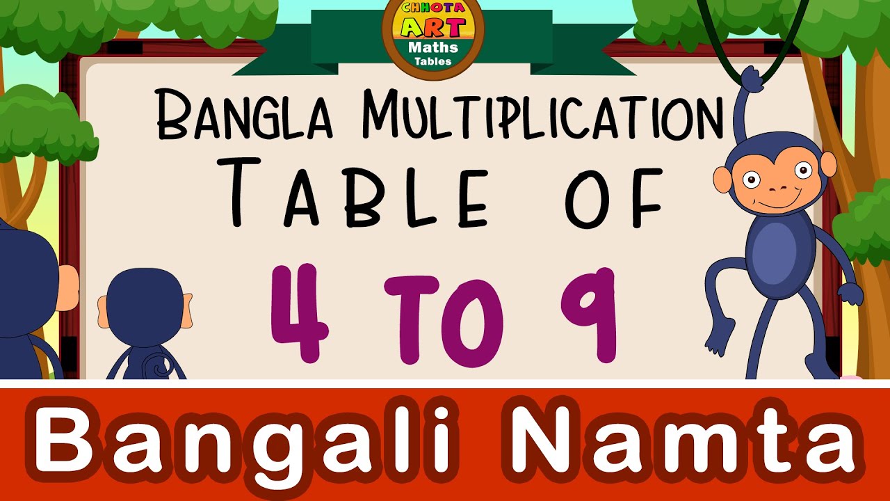 Table of 4 to 9 in Bengali Multiplication 4 to 9 Tables in Bengali