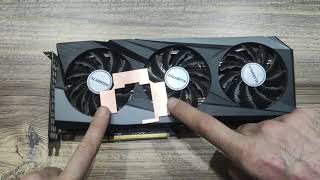 Первая установка медной пластины на Gigabyte 3060ti gaming oc rev 2.0