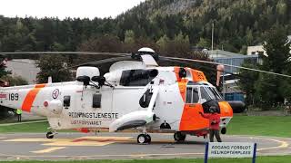 Sea King helicopter takes off