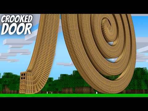 CROOKED SPIRAL DOOR in Minecraft ! What's INSIDE the LONGEST DOOR ?