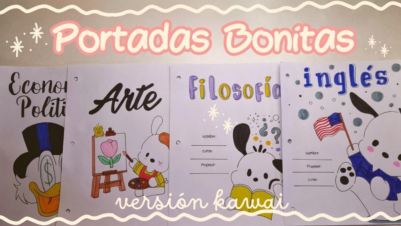 Ideas de portadas para cuadernos fáciles y bonitas ⭐💗 - Rocio Study 