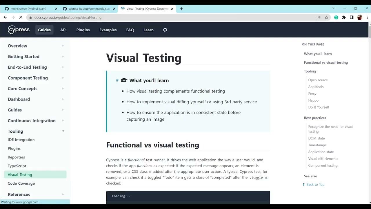 Cypress visual testing with free plugin Compare snapshot with Cypress