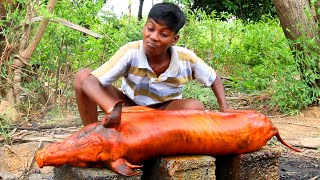 Survival skill cooking curry PORK Recipe | Pork Belly Crispy With Extremely Hot Spicy Eating