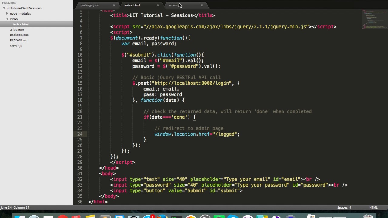 Sessions and Node.js with Express - YouTube Sessions And Node.Js With Express - Youtube