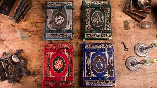 Binding  4 Leatherbound Tomes: Air, Earth, Fire and Water.