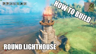 VALHEIM | How to build a BIG round stone Lighthouse for your dock/harbor (TUTORIAL)