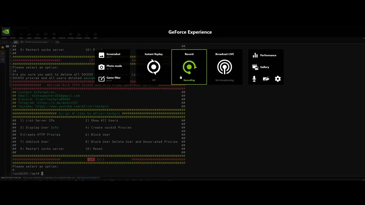 Automated IPv4 SOCKS5 Proxy Generator and Management Script 