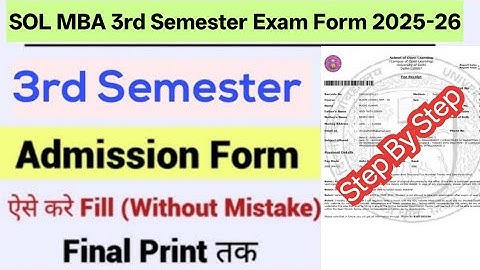 How To Fill DU SOL Third Semester Admission Form 2025 | SOL MBA 3rd Semester Exam Form Fill Up 2025
