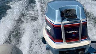 Evinrude 35HP 1981 on a 10 Foot Rib Inflatable Boat Test after Service