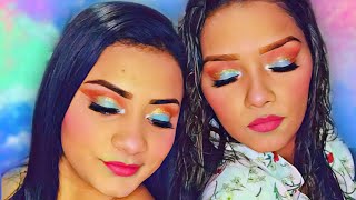 Maquillaje En Tono Azul Y Cafe.