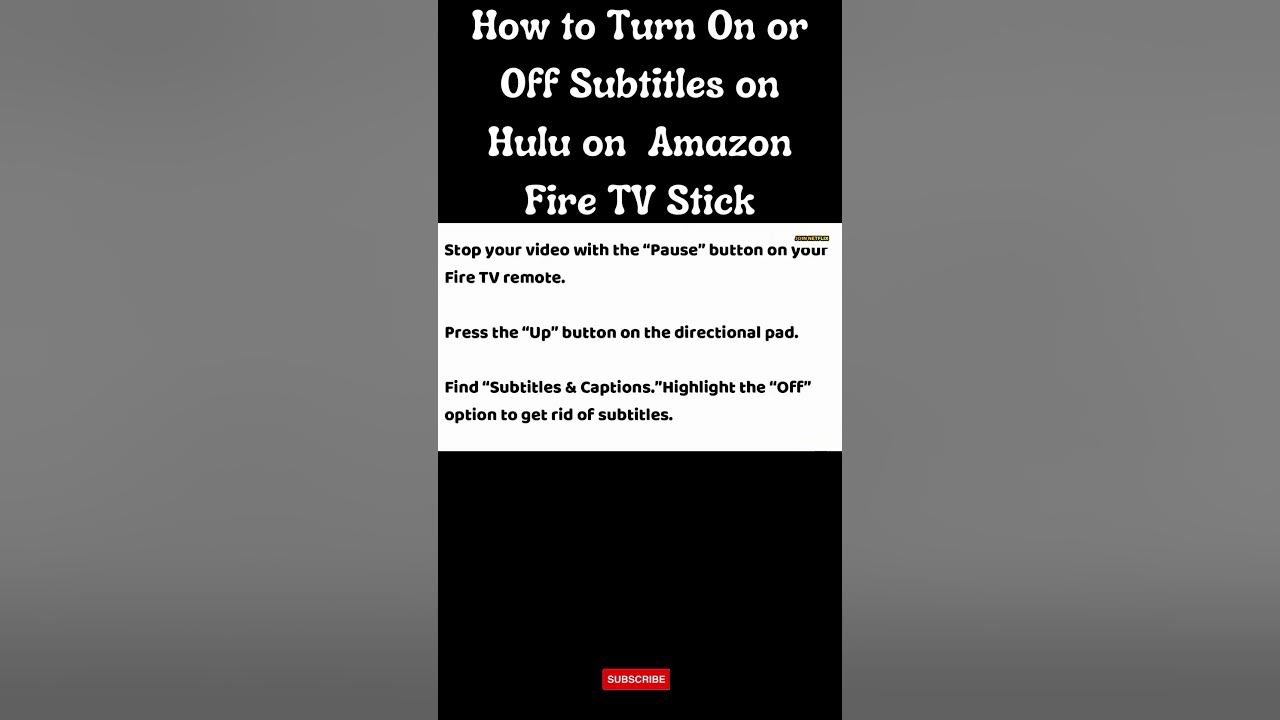 How to Turn On or Off Subtitles on Hulu on Amazon Fire TV Stick # - How Do You Turn Off Subtitles On Hulu