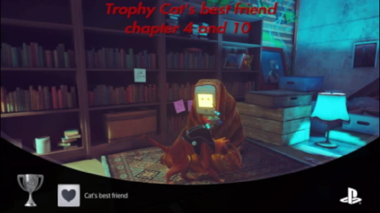 Stray - Trophy Cat's best friend (Achievment, trophy guide) chapter 4,10. Nuzzle up against 5 robots