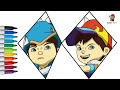 Cara Menggambar Boboiboy Frost Fire dan Glacier - Boboiboy Galaxy | Part 1