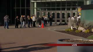 Hawkeye fans lining up outside of Carver-Hawkeye Arena ahead of Watch Party