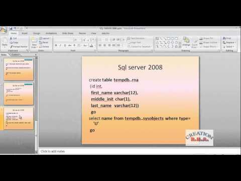 introduction to sql server 2008 - temp tables - local, global, permanent temp tables
