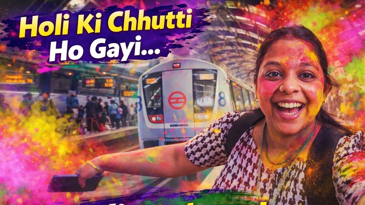 Metro Se Wife Ko Pick Kiya… Seedha Holi Mode ON! 🌈😂
