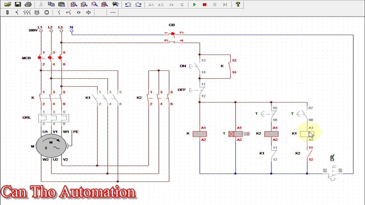Star delta control diagram with timer - Simulaion - YouTube
