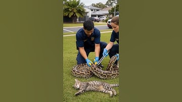 Python Wraps Around Cat — But Officer Saves the Day! #youtubeshorts #wildliferescue