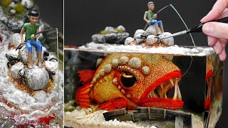 MONSTER FISH disguised as rocks!, diorama, Resin Art, Polymer Clay by Emz Odd Works 96,114 views 1 year ago 12 minutes, 31 seconds