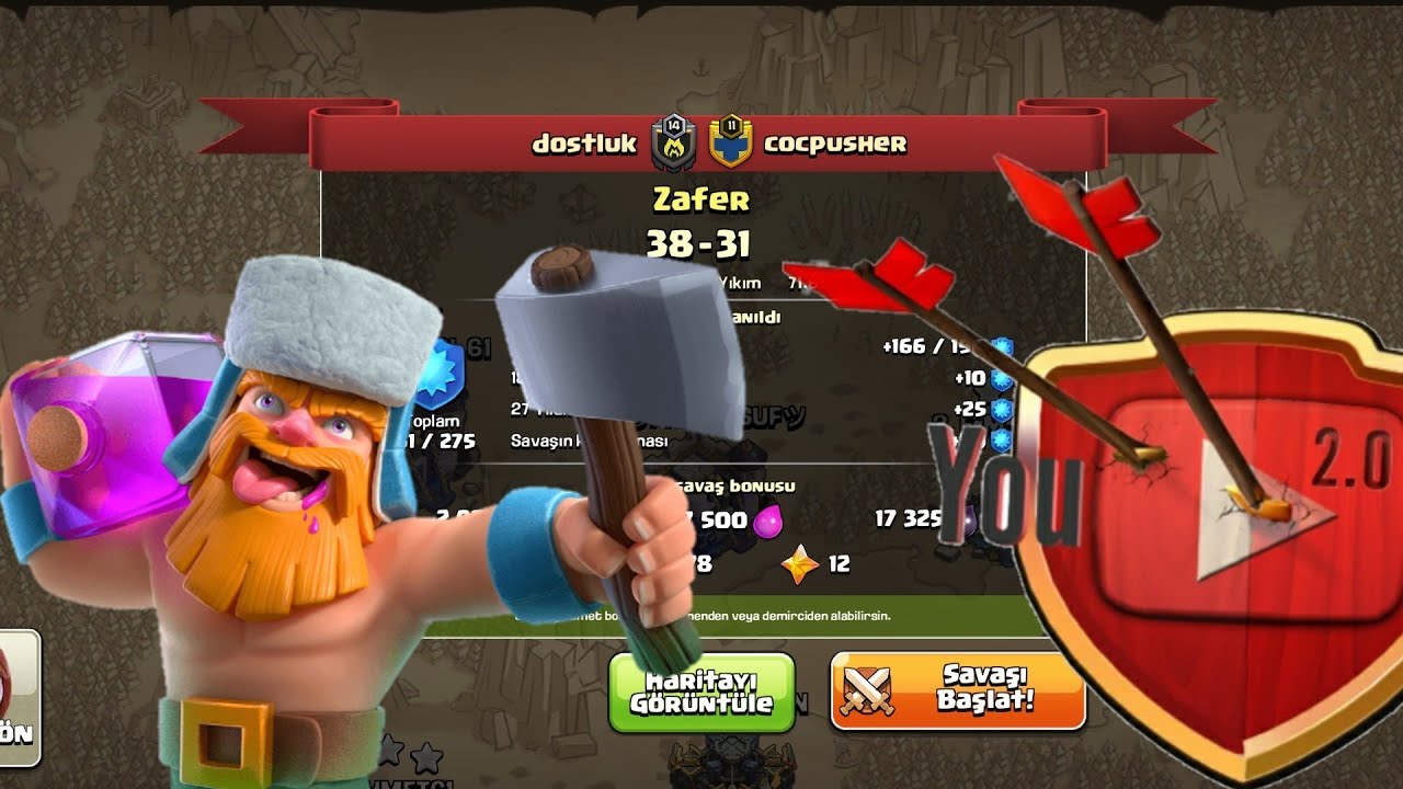 3 yıldızlarla dolu bir klan savaşı iyi seyirler