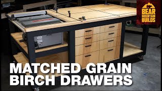 Add Matched Grain Drawers | Simple Table Saw Outfeed and Assembly Table Part 2 - FREE Plans