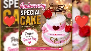 1.5 kg Anniversary cake  Design 💖 Simple &amp; Beautiful 2 Tier Cake| 💕 2 Tier Cake Design Step by Step