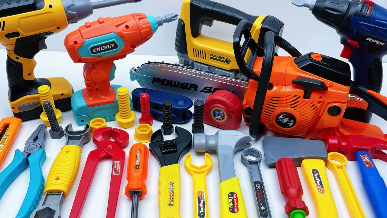 23 minutes Unboxing a collection of power tools: electric drills, wrenches, hammers, axes, ASMR 