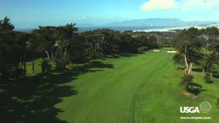 Aerial view of hole #1 at The Olympic Club, SF.