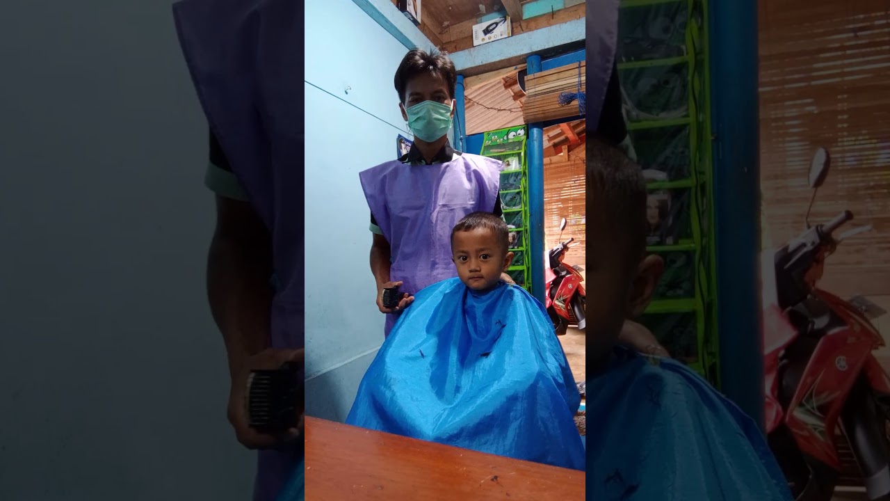 Biar gampang di  potong  rambut  anak  saya Ndak usah nunggu 