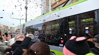 Pierwszy pasażerski kurs olsztyńskiego tramwaju - 19.12.2015 Olsztyn