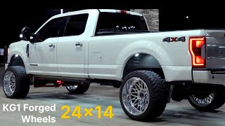 LIFTED FORD F250 ON SOME NEW 24x14 KG1 WHEELS!