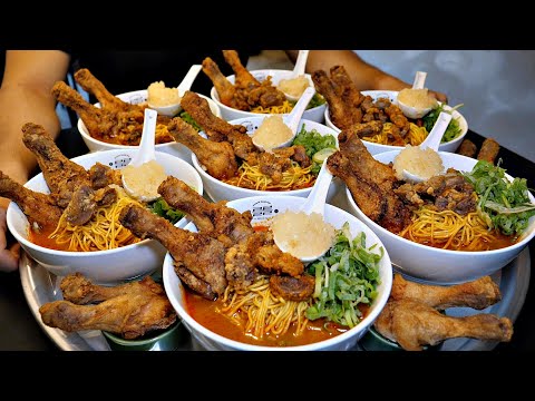 Видео: Уникальный рамен с жареной курицей / корейская уличная еда