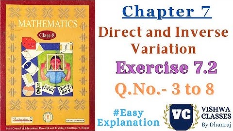 Class 8 | Maths | Chapter 7 | Direct and Inverse Variation | Ex. - 7.2 Q.No. 3 to 8 | CG BOARD SAGES