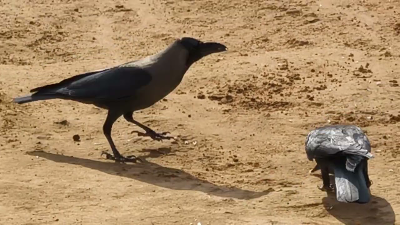 कौवा खाने का प्रबंध करते हुए #viralvideo @please subscriber