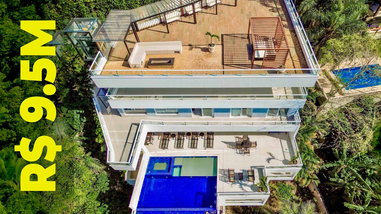 Tour completo: MANSÃO DE CINEMA À VENDA NO RIO | Elevador panorâmico, Rooftop e Vista Surreal!