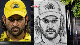 CSK 💛 MS Dhoni Drawing, How To Draw MS Dhoni, MSD Drawing Step By Step