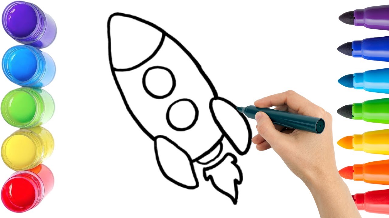 Как нарисовать милую ракету. Рисование, раскрашивание и рисование для детей и малышей_🌈🎨